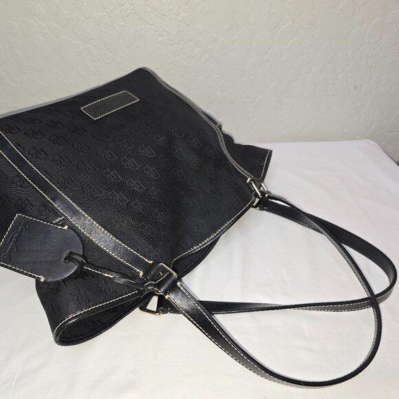 Dooney & Bourke Large Black Signature / Logo Canvas Shoulder Tote Bag - Picture 15 of 15